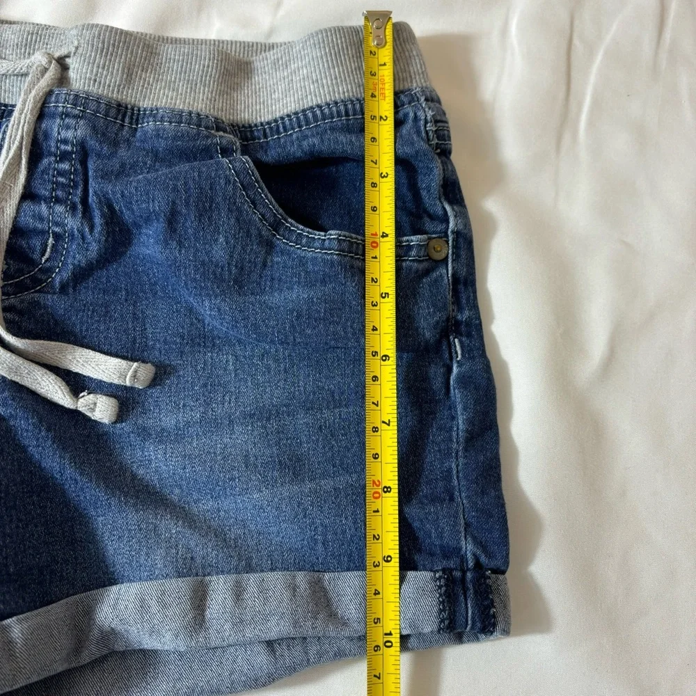 Justice Shorts Drawstring Fabric Waistband Denim Pull On Bottoms Blue Size 14R